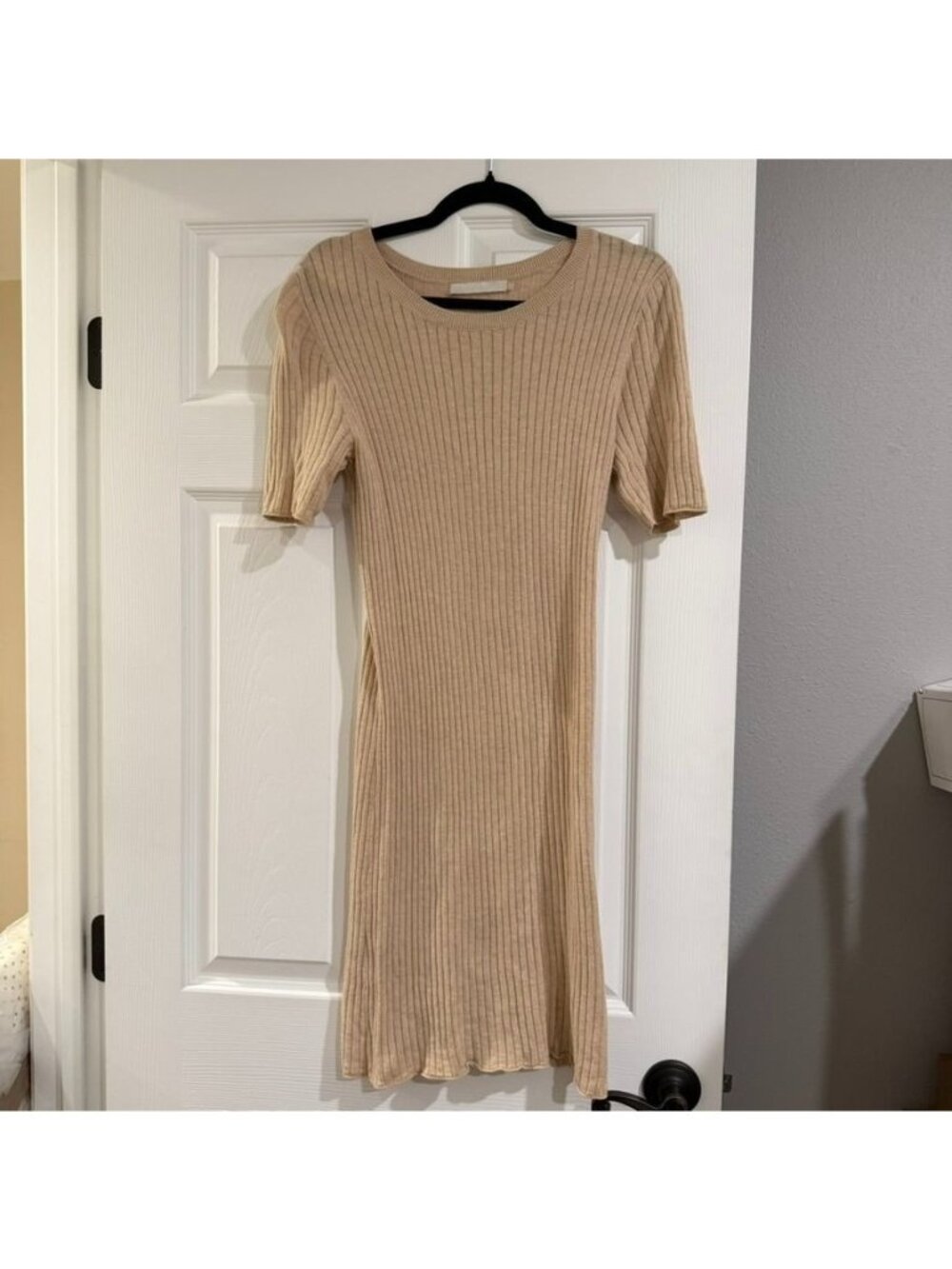 REVOLVE One Grey Day Soft Ribbed Cream Shirt Dress Size Small